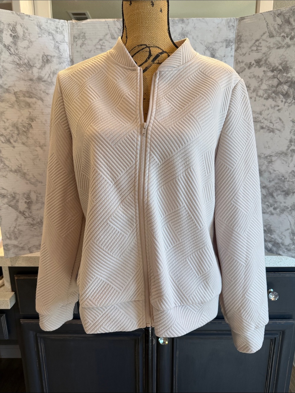 Women's Quilted Zip-Front Jacket - Cream